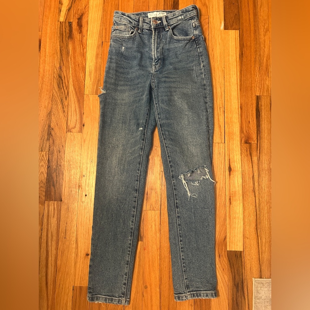Stradivarius Blue Distressed Skinny Jeans